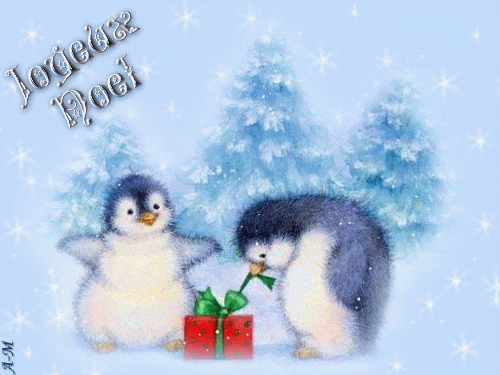 "Joyeux Noël" - Pingouins et cadeau...