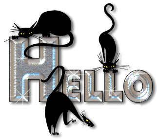 "Hello" - Sur lequel sont perchés des chats noirs...