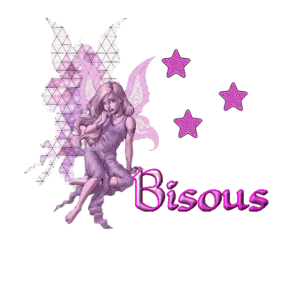 "Bisous" - Petite elfe mauve et étoiles...