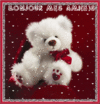 "Bonjour mes ami(e)s" - Ourson sous une pluie de coeurs...