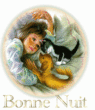 Fillette allongée avec son chien et son chat "Bonne nuit"...